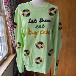 ‘Let Them Eat King Cake’ Sweater (Mardi Gras)- Medium (NWOT)